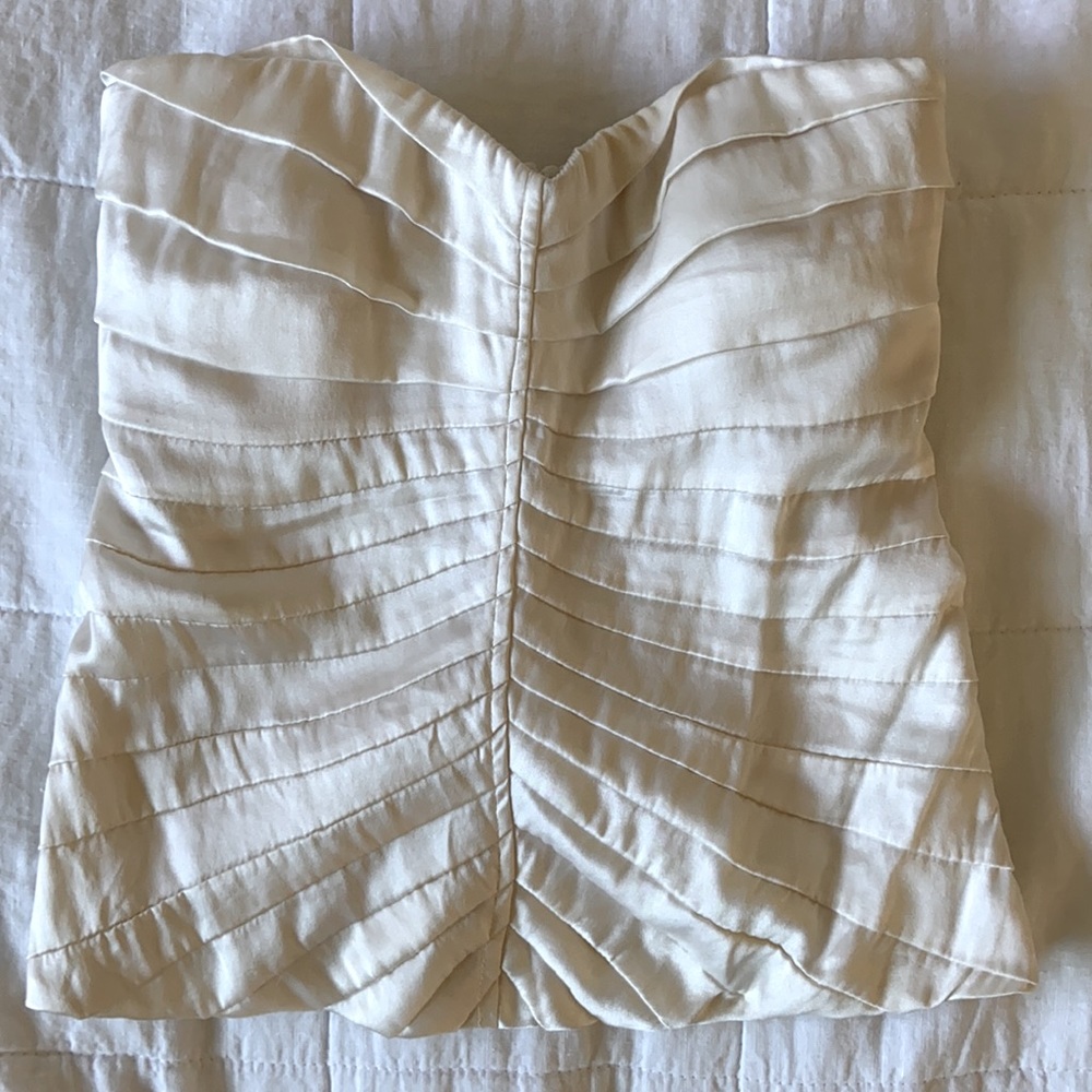 bebe Strapless Silk Crop Top
